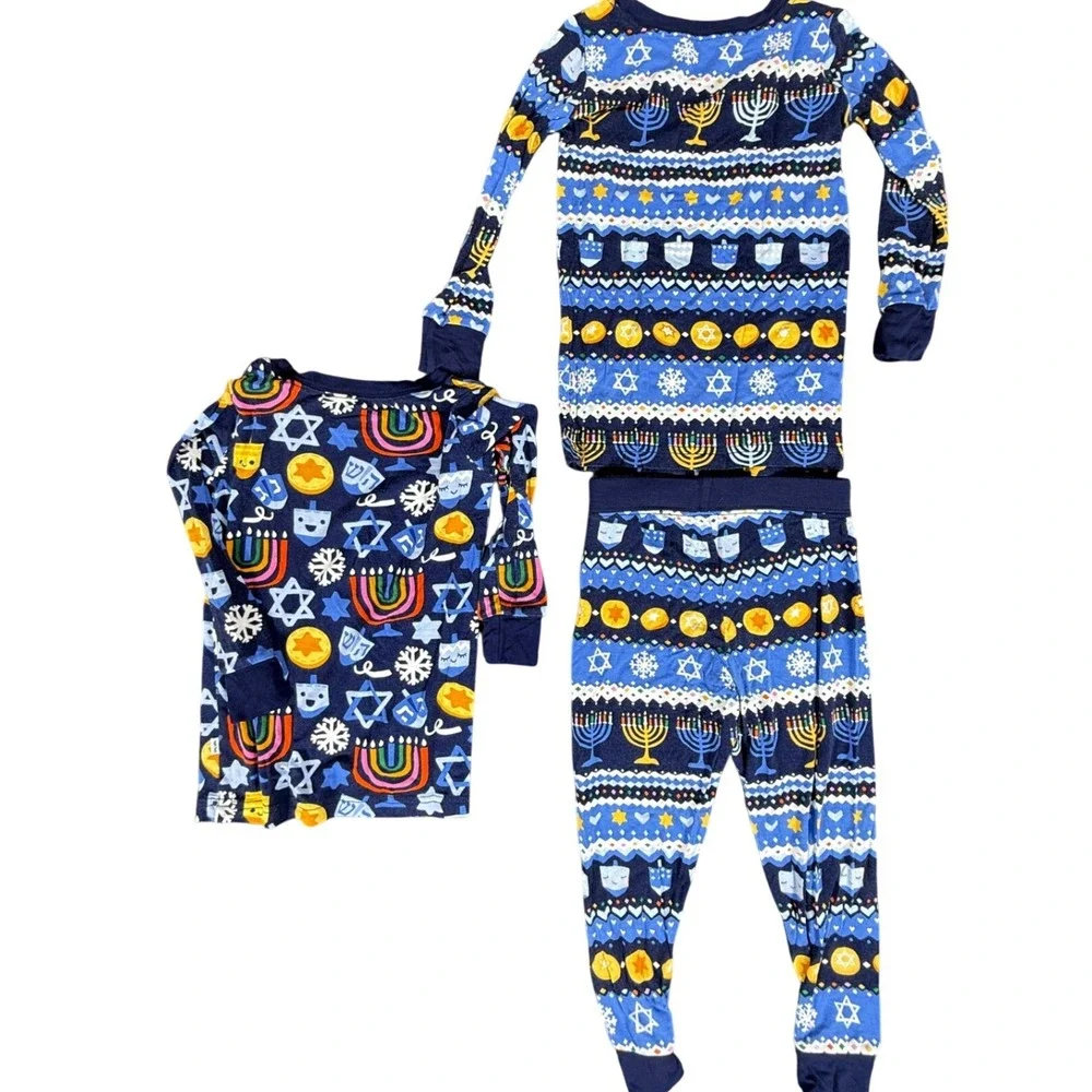 Little‎ Sleepies Pajamas Kids 18-24 Months Blue Hanukkah Lunaluxe Bamboo 3pc Set
